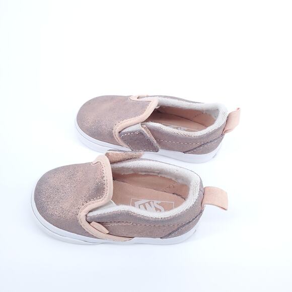 Vans Toddler Girl Metallic Rose Gold Slip-On Skater Shoe With Side Closure| 5T - Picture 4 of 10